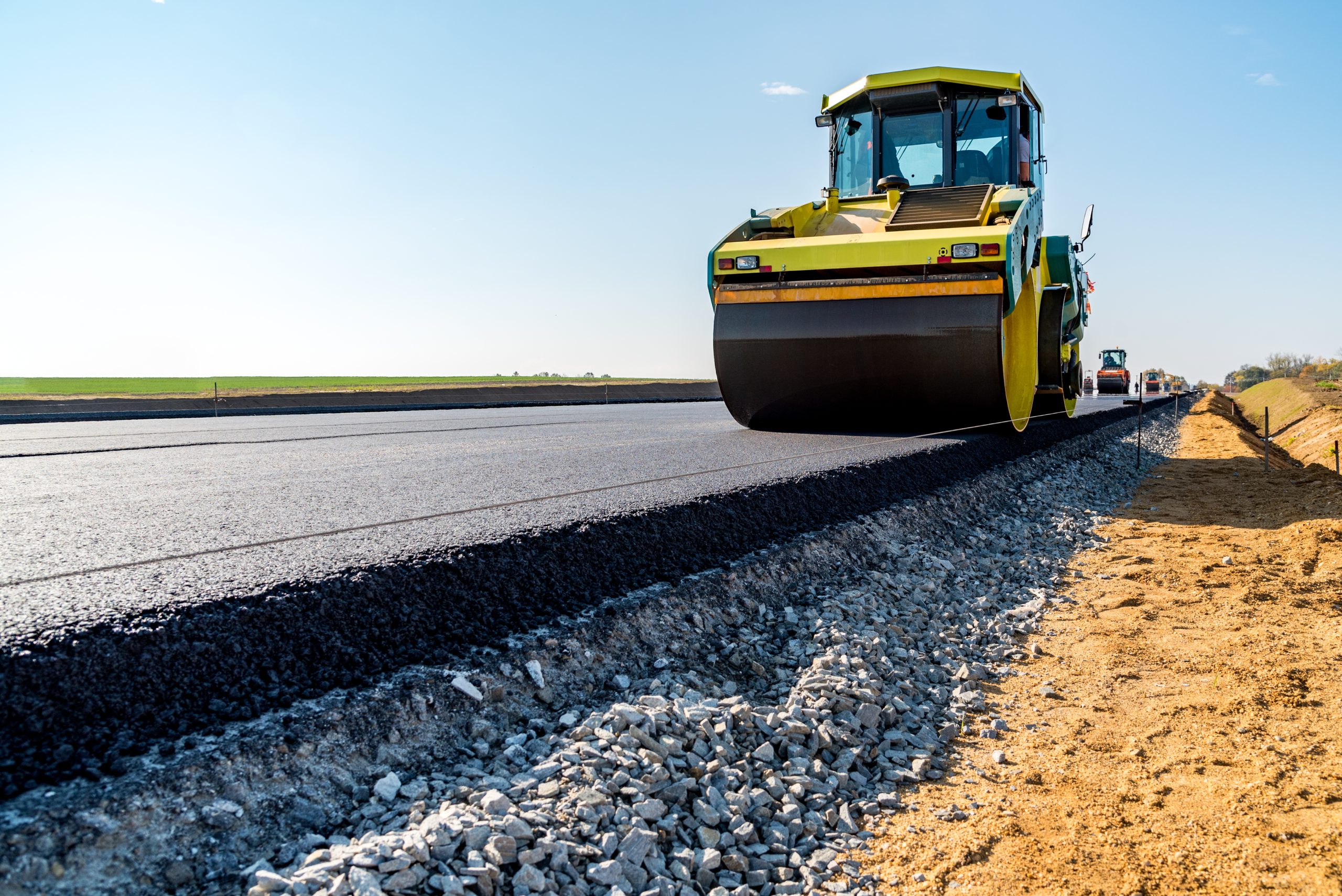 Asphalt Paving with Road Rollers